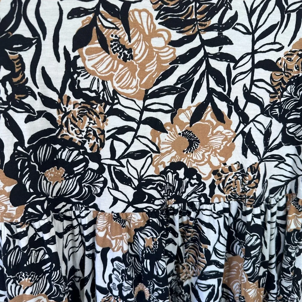 Lilly Pulitzer Floral Brown Black and‎ White Lap Dress Long Sleeve Fall Preppy